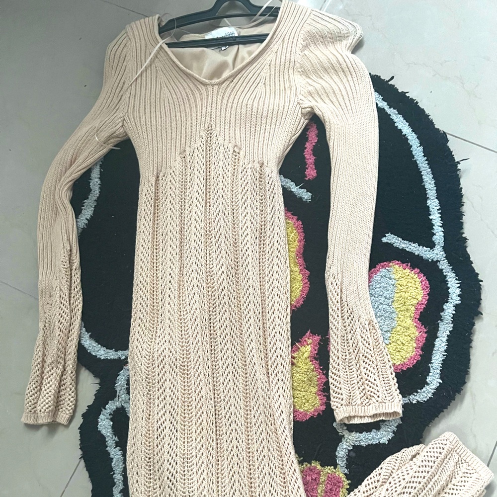 Freshman Cream Knit Maxi Dress